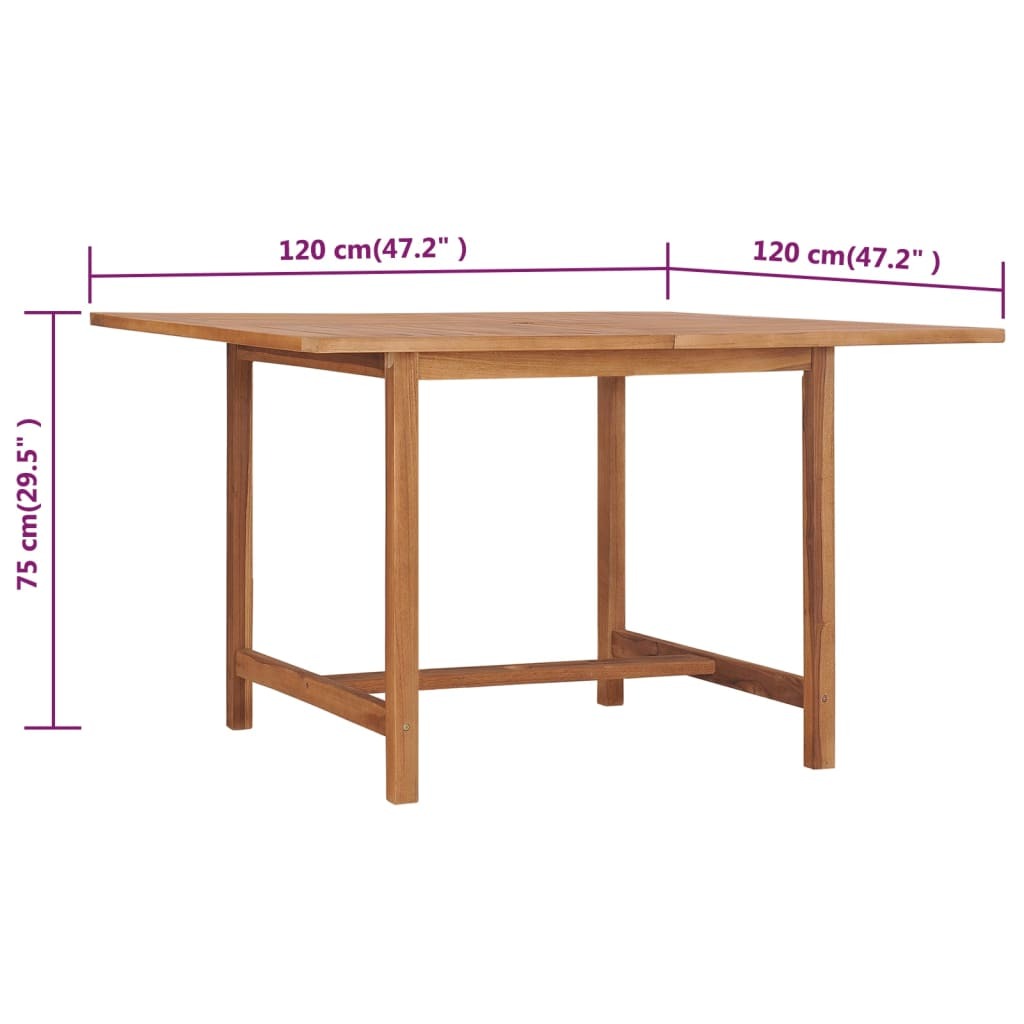 Dining Table Warm golden brown Solid teak wood 47.2x47.2 in