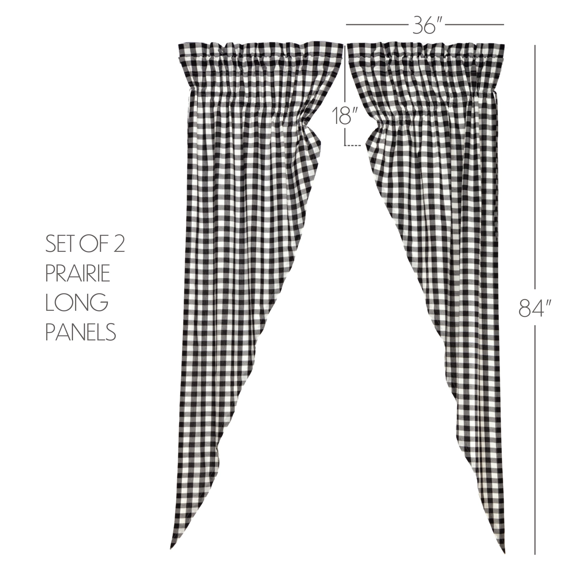 Annie Buffalo Black Check Prairie Long Panel Set of 2 84x36x18