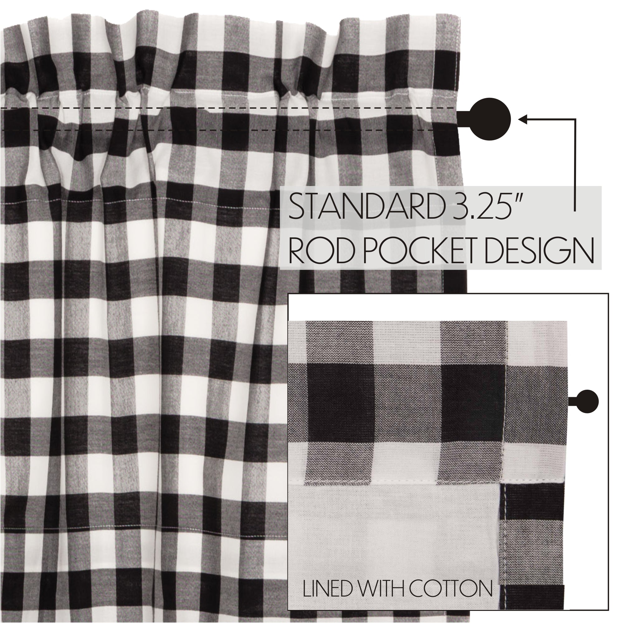 Annie Buffalo Black Check Prairie Long Panel Set of 2 84x36x18