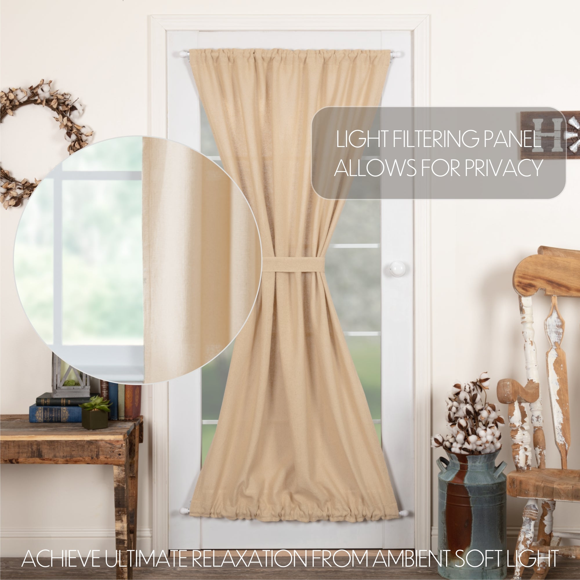 Burlap Vintage Door Panel 72x40