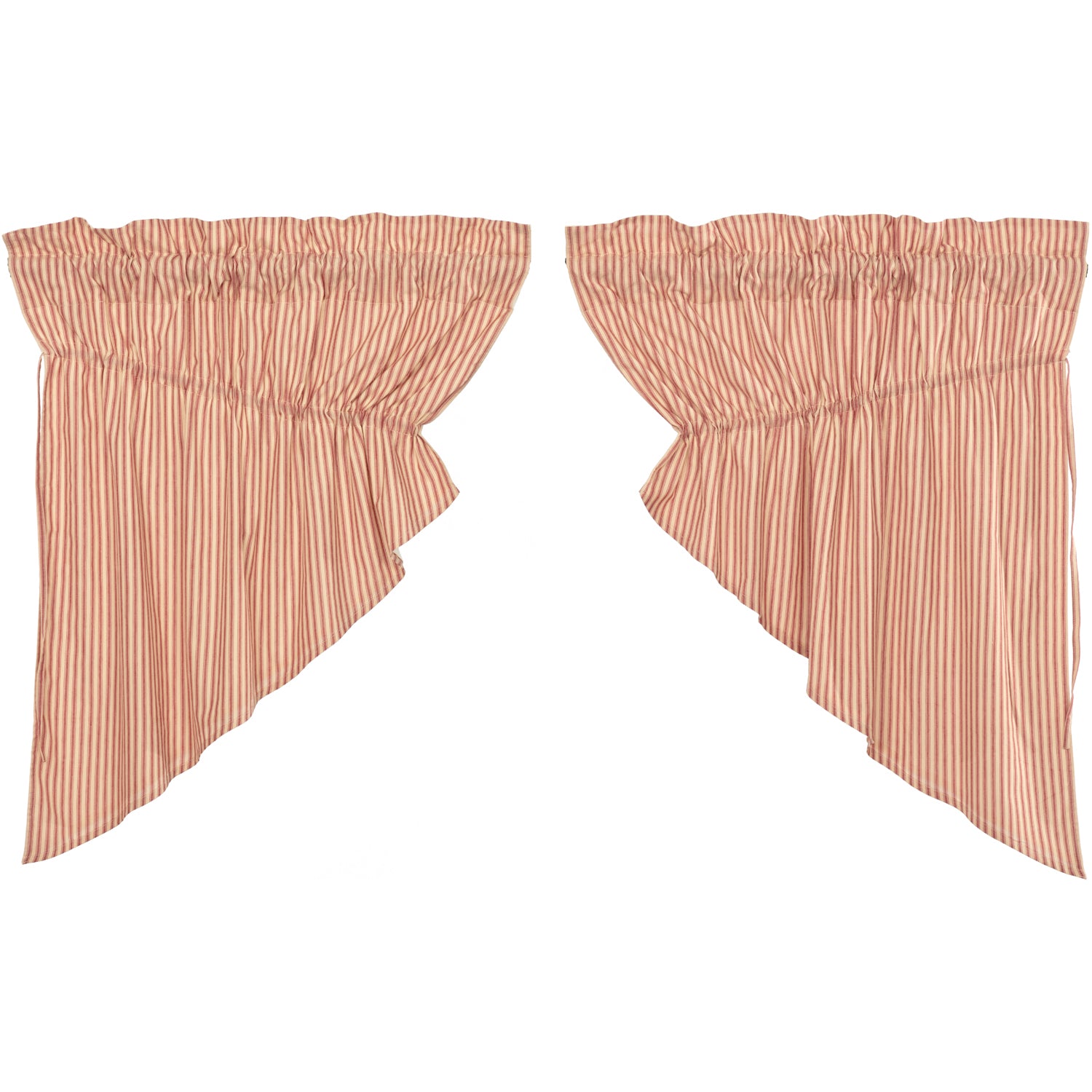 Sawyer Mill Red Ticking Stripe Prairie Swag Set of 2 36x36x18