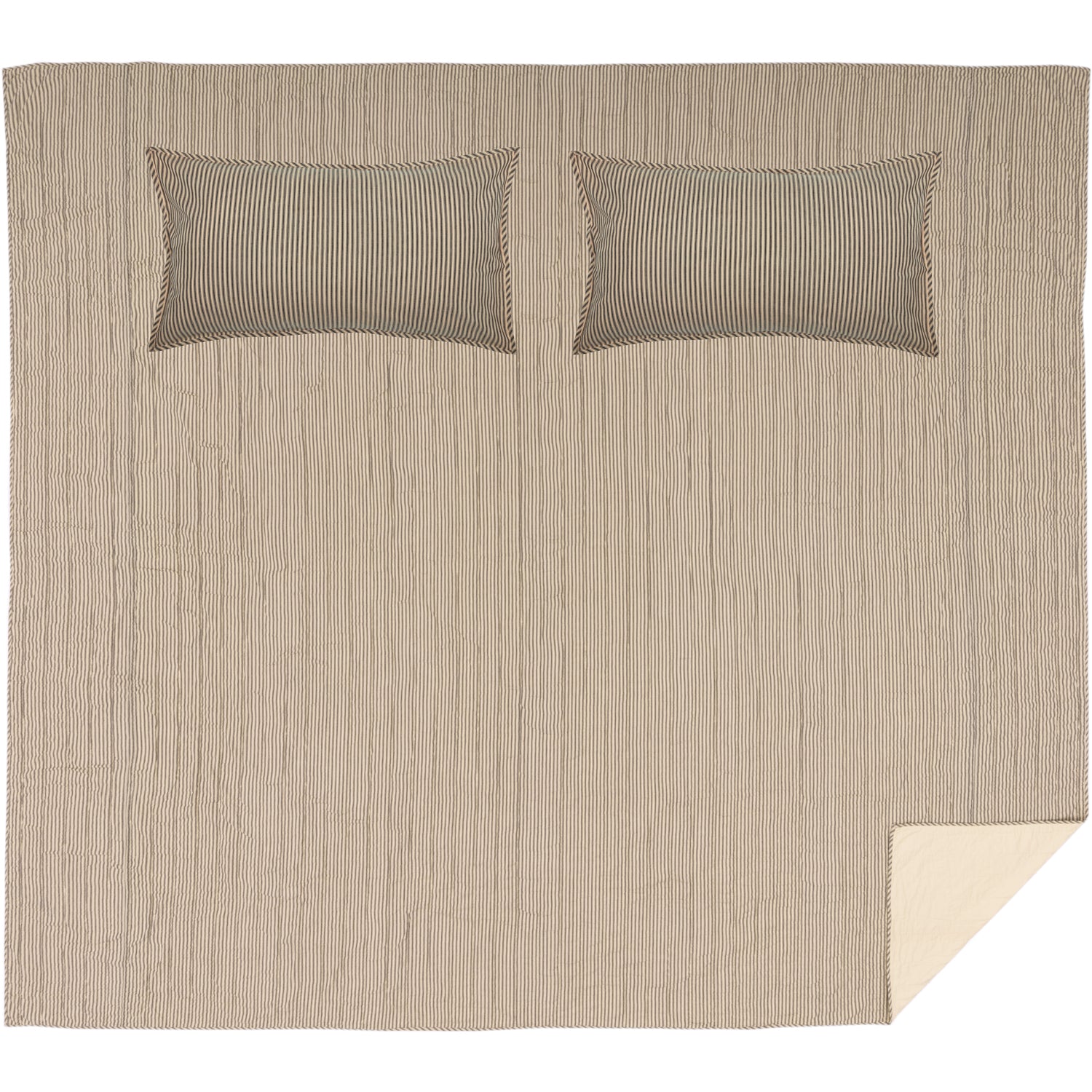 Sawyer Mill Charcoal Ticking Stripe California King Quilt Set; 1-Quilt 130Wx115L w/2 Shams 21x37