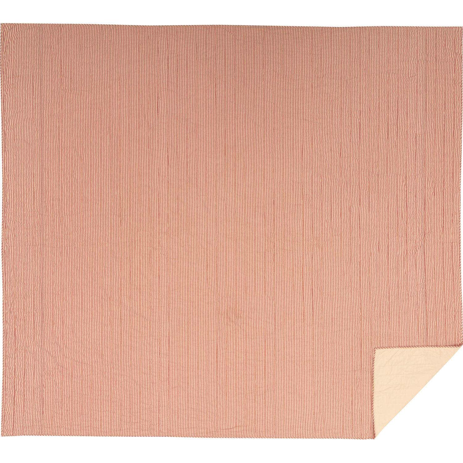 Sawyer Mill Red Ticking Stripe California King Quilt Coverlet 130Wx115L