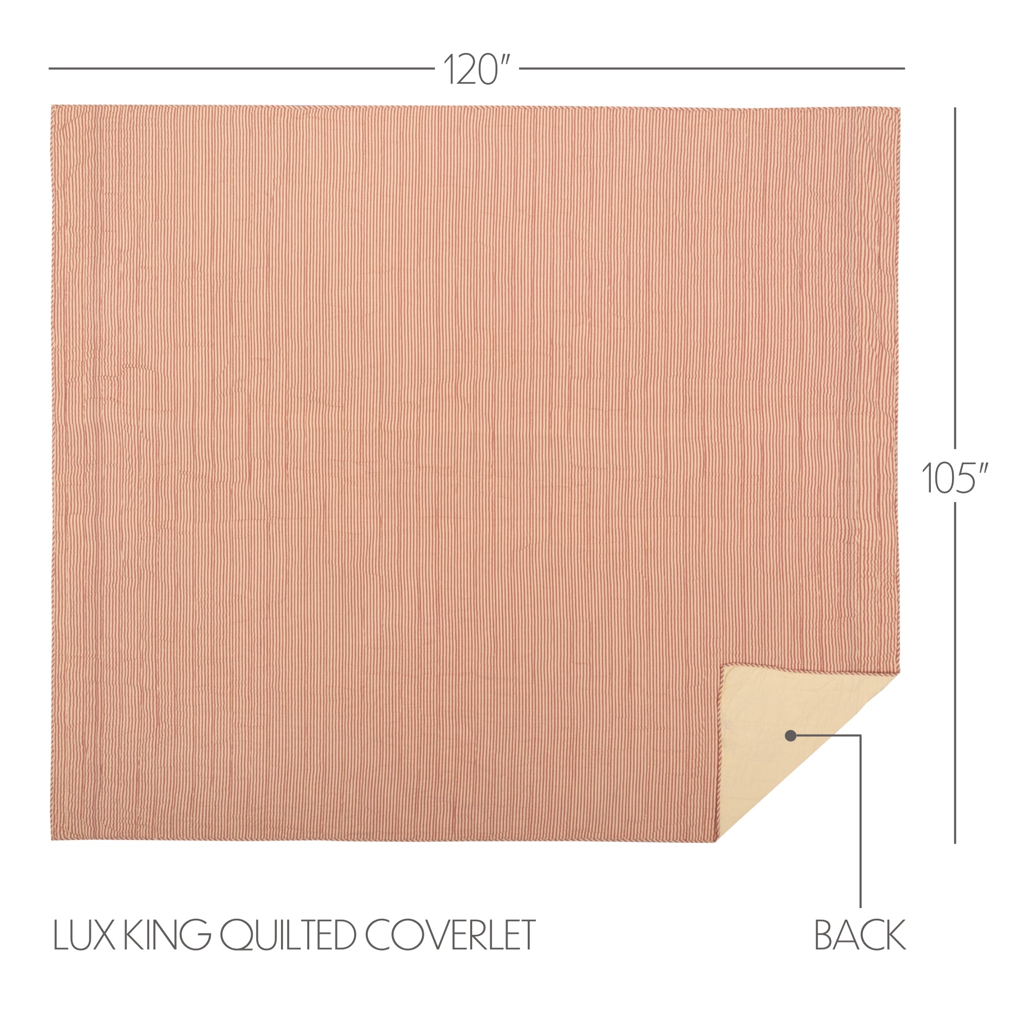Sawyer Mill Red Ticking Stripe Luxury King Quilt Coverlet 120Wx105L