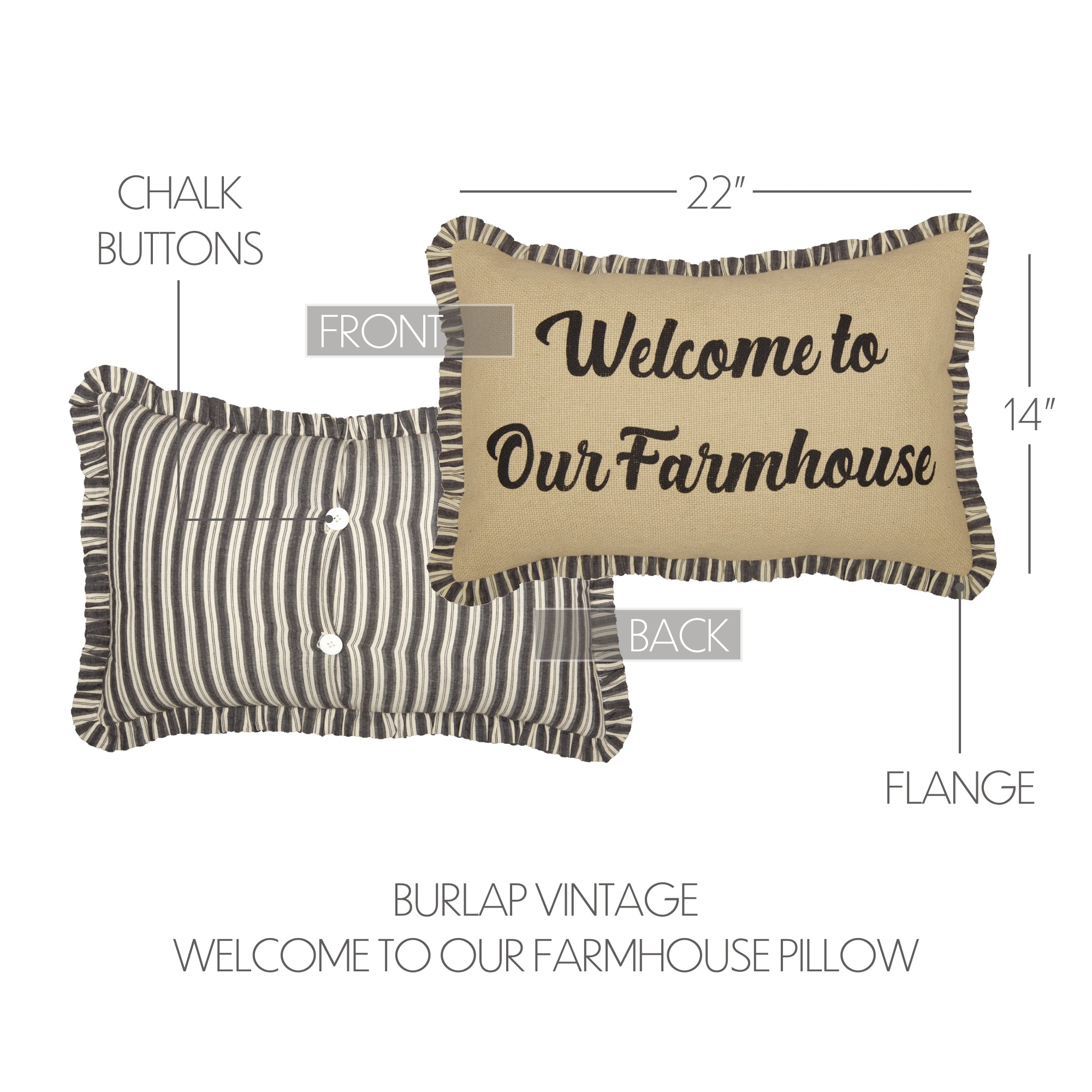 Ashmont Burlap Vintage Welcome to Our Farmhouse Pillow 14x22