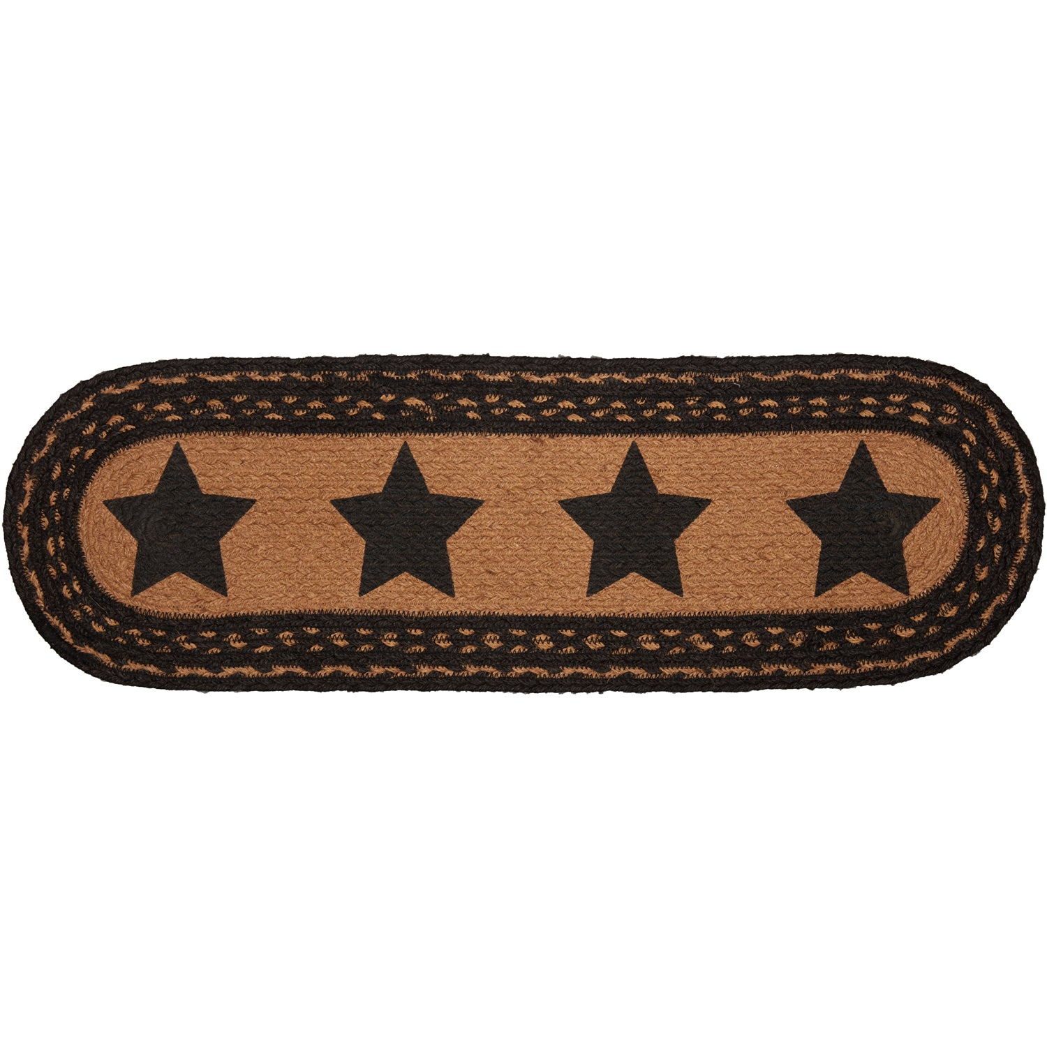 Farmhouse Jute Stair Tread Stencil Stars Oval Latex 8.5x27