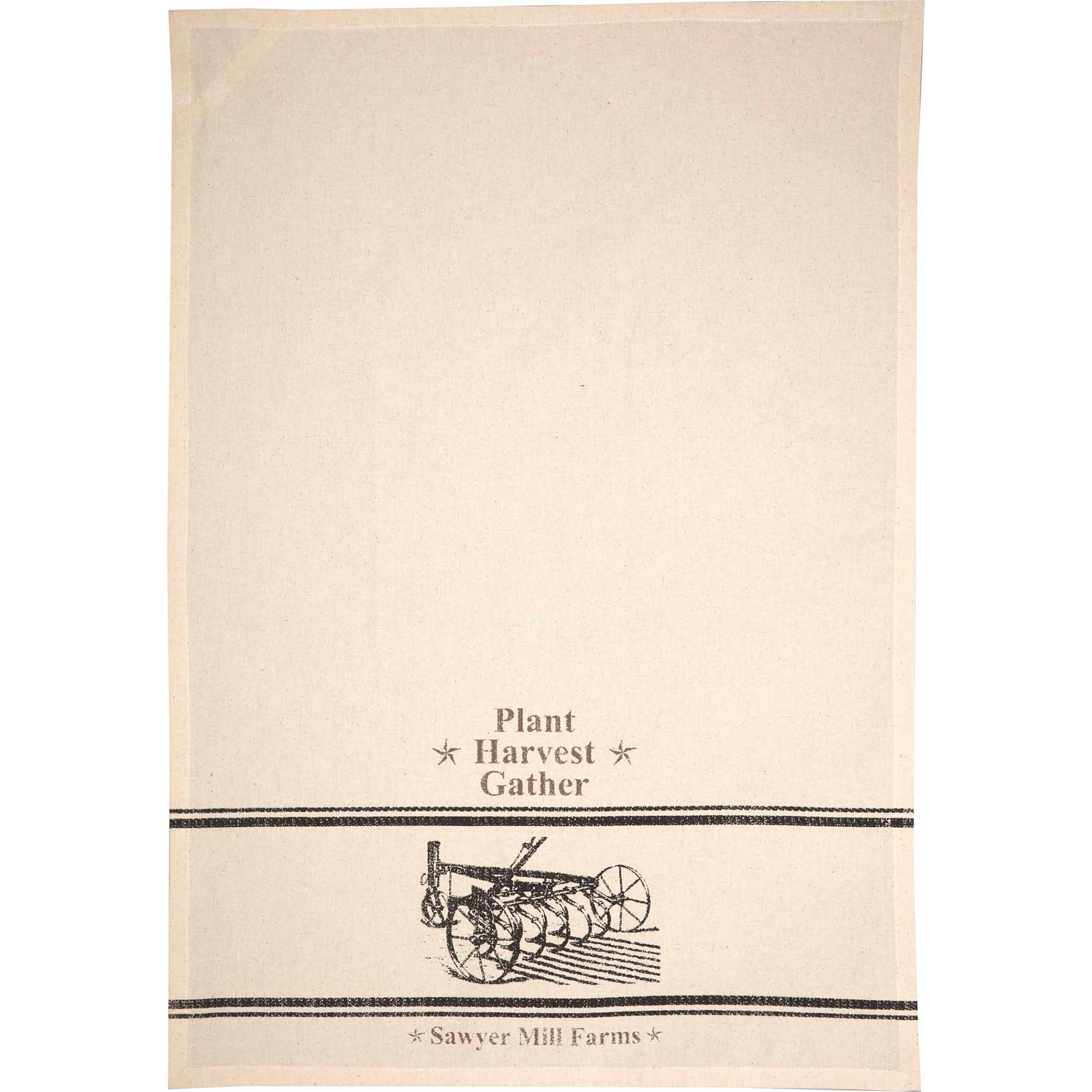 Sawyer Mill Charcoal Plow & Corn Muslin Unbleached Natural Tea Towel Set of 2 19x28