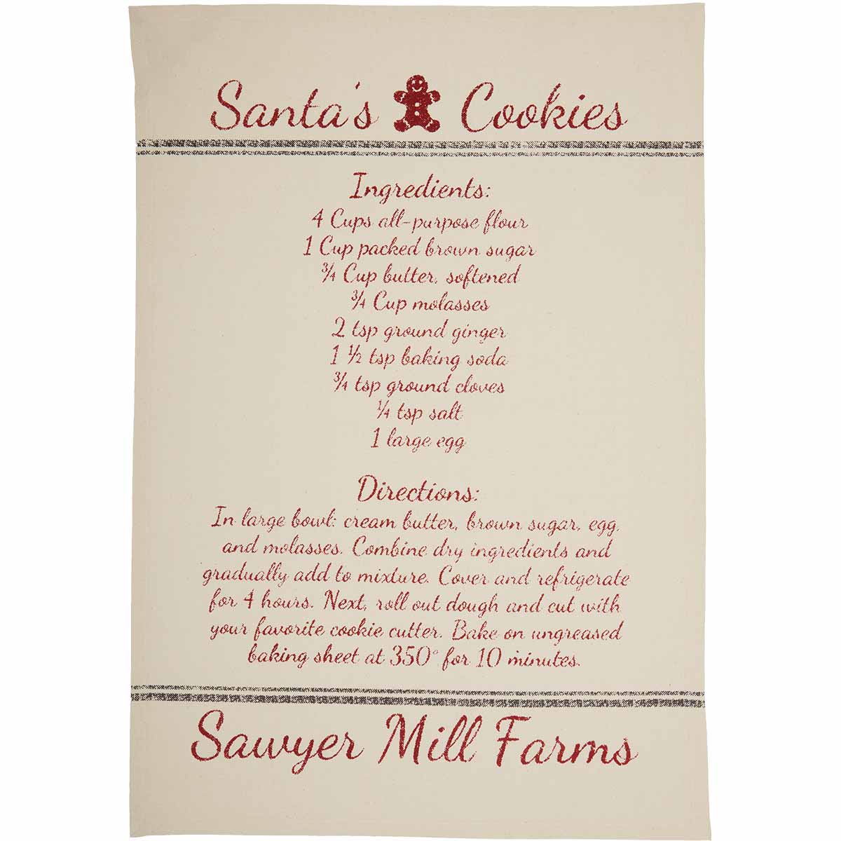 Sawyer Mill Holiday Reindeer And Recipes Unbleached Natural Muslin Tea Towel Set of 3 19x28