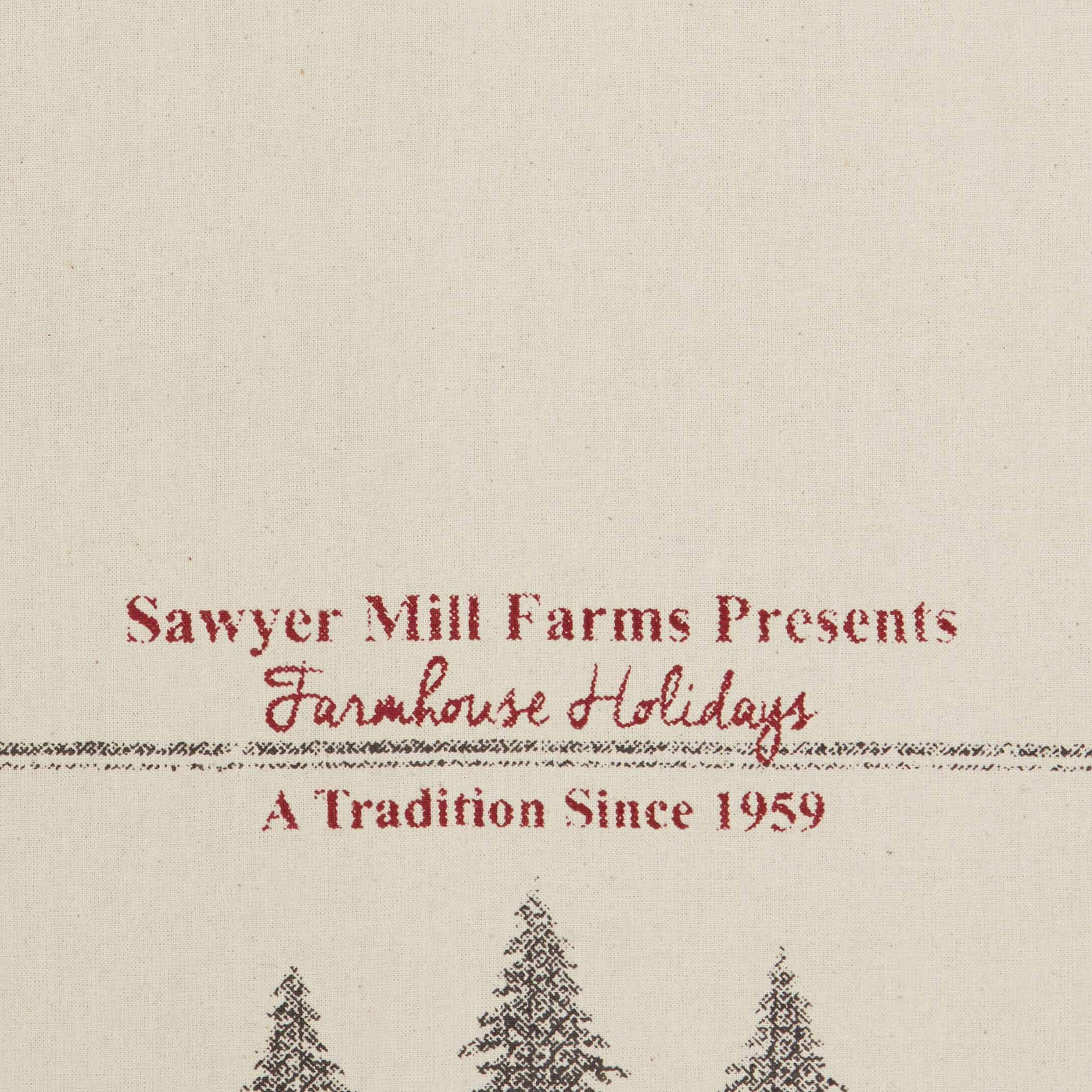 Sawyer Mill Holiday Chores And Trees Unbleached Natural Muslin Tea Towel Set of 3 19x28