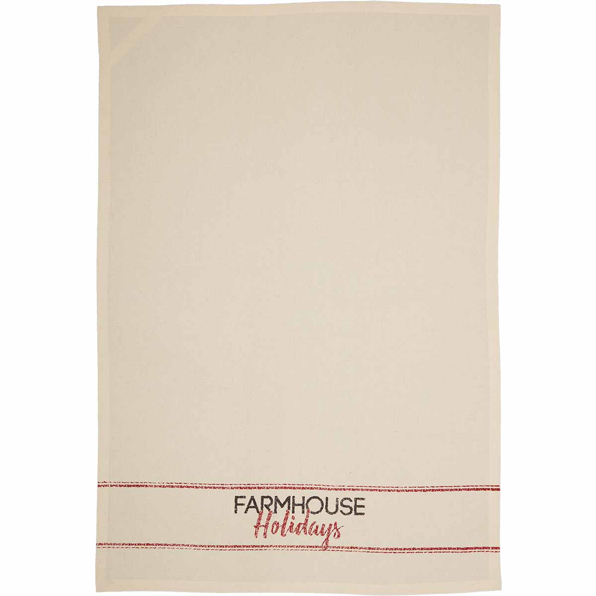 Sawyer Mill Holiday Chores And Trees Unbleached Natural Muslin Tea Towel Set of 3 19x28