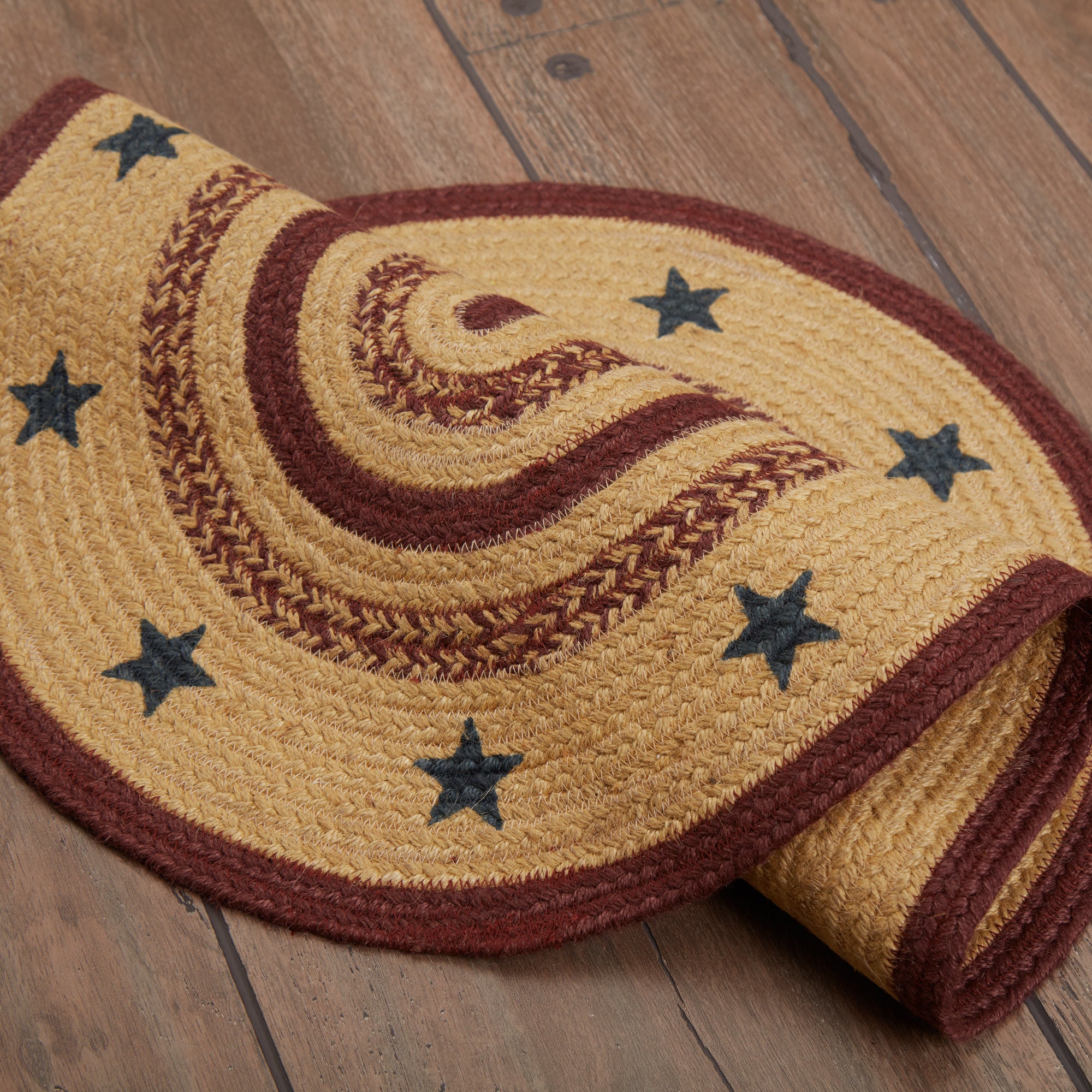 Potomac Jute Rug Oval Stencil Stars w/ Pad 20x30