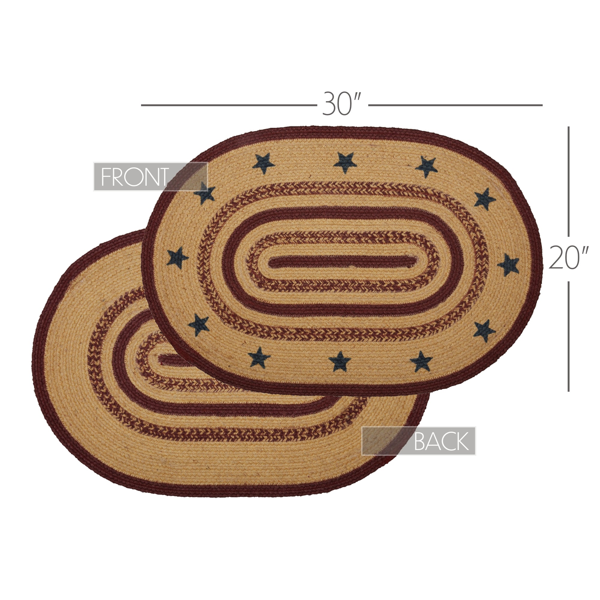Potomac Jute Rug Oval Stencil Stars w/ Pad 20x30