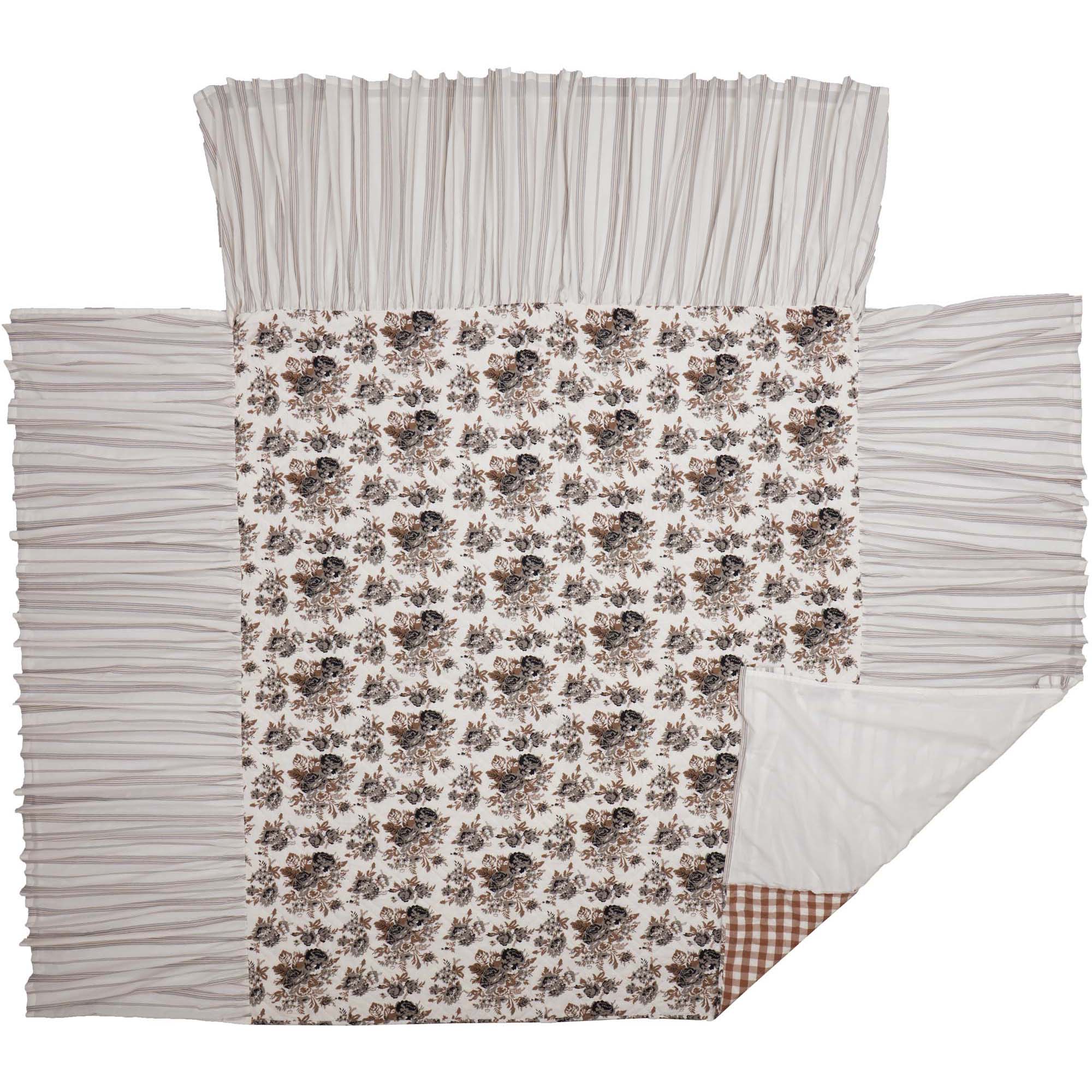 Annie Portabella Floral Ruffled California King Coverlet 84x72+27