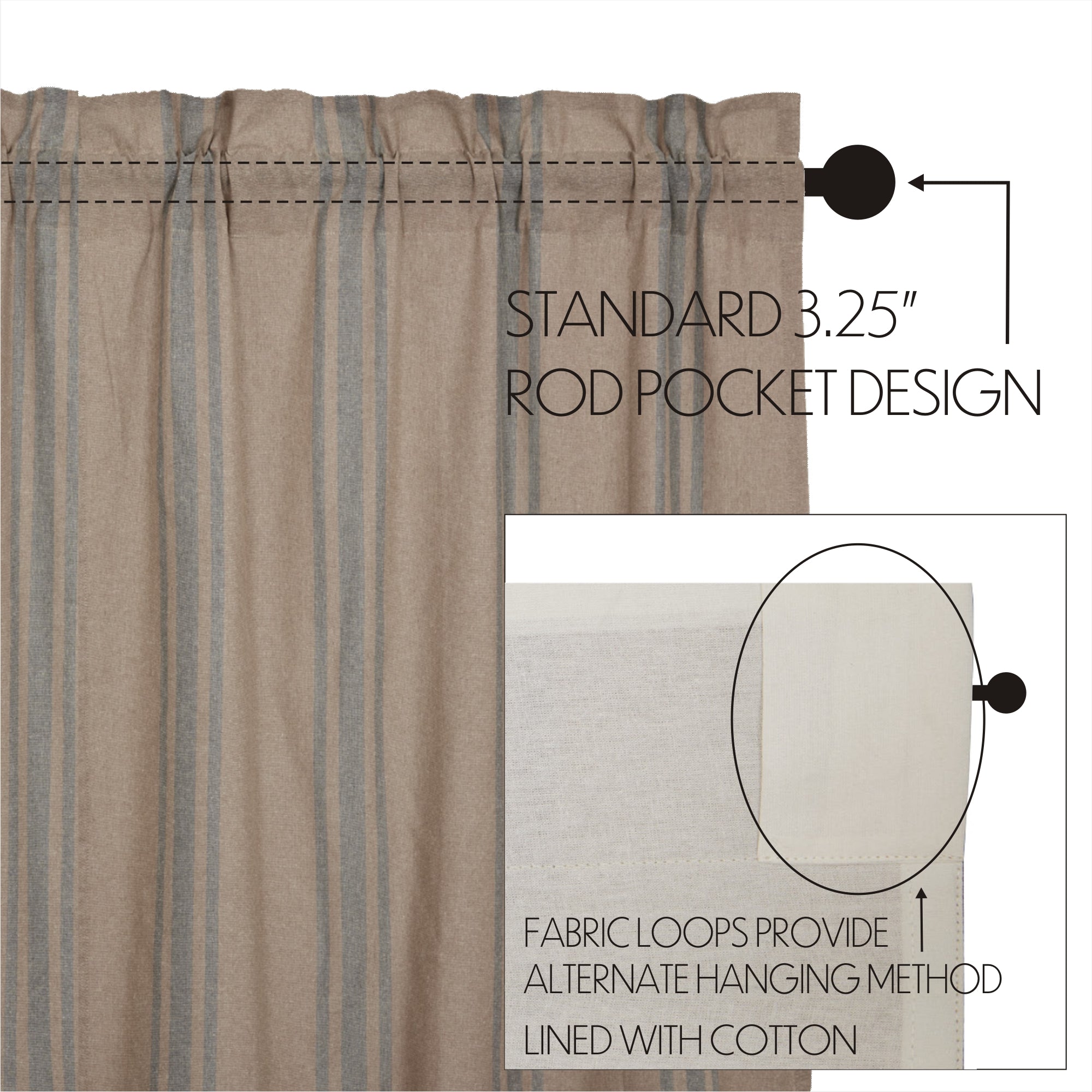 Grain Sack Blue Swag Set of 2 36x36x16