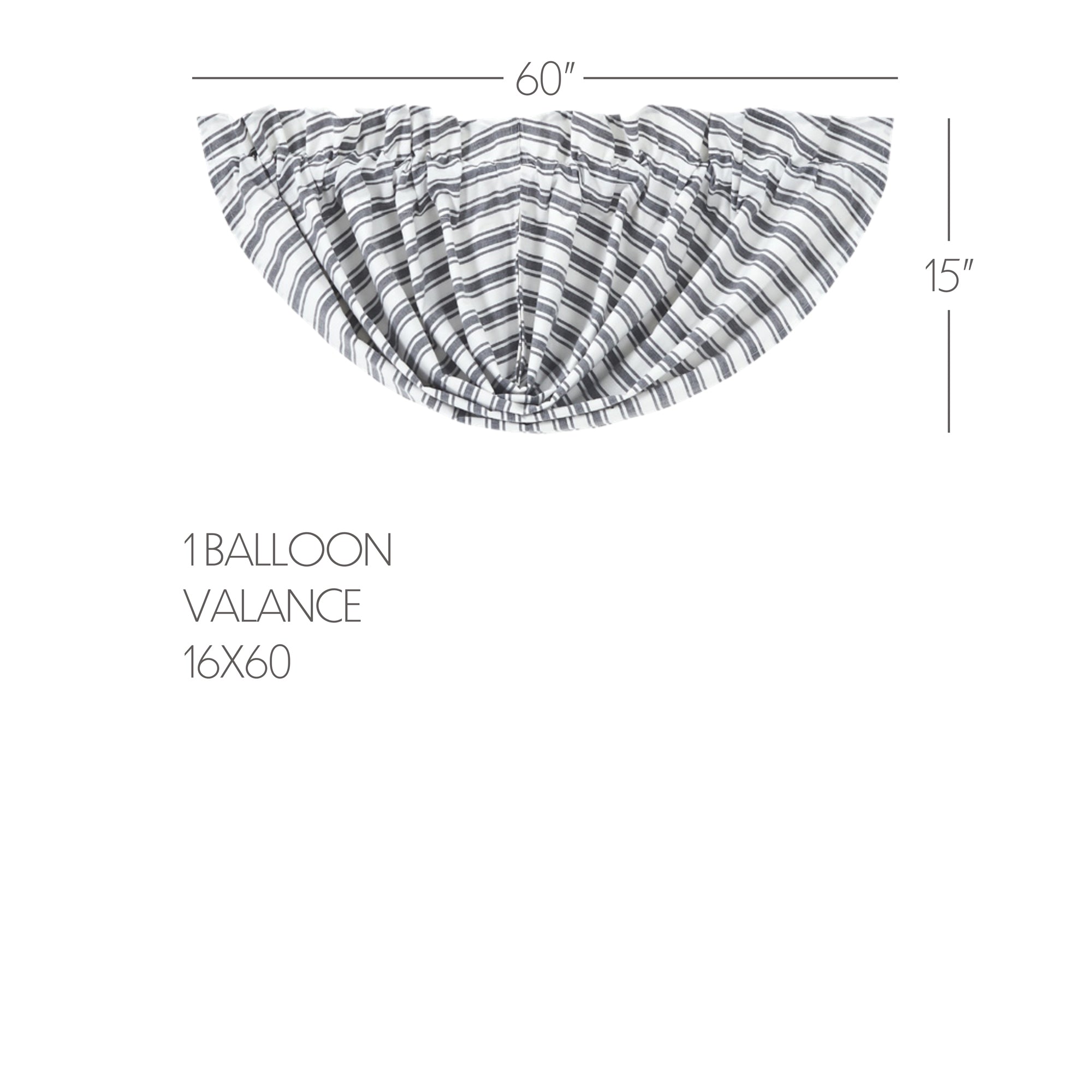 Sawyer Mill Black Ticking Stripe Balloon Valance 15x60