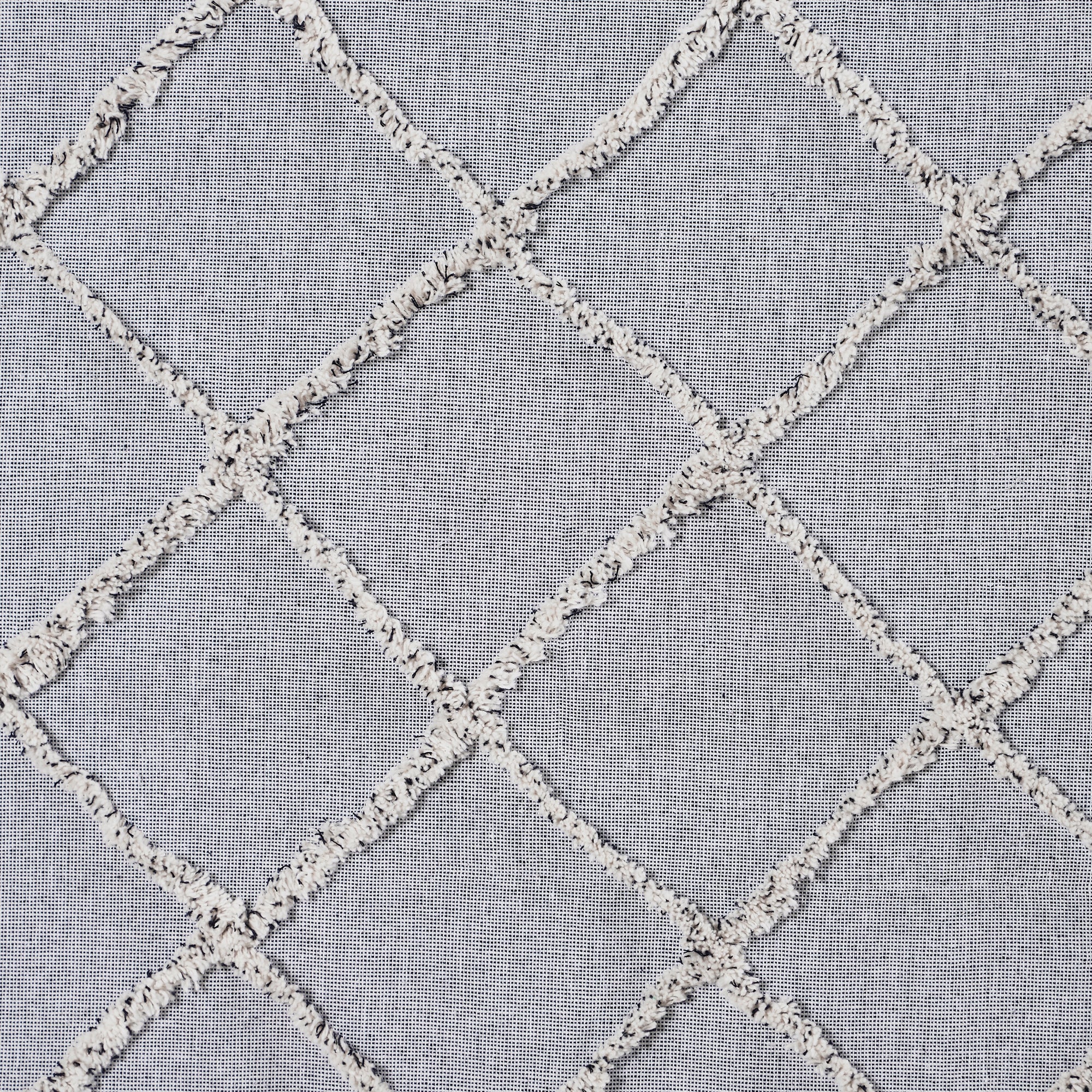 Frayed Lattice Creme & Black Short Panel Set of 2 63x36