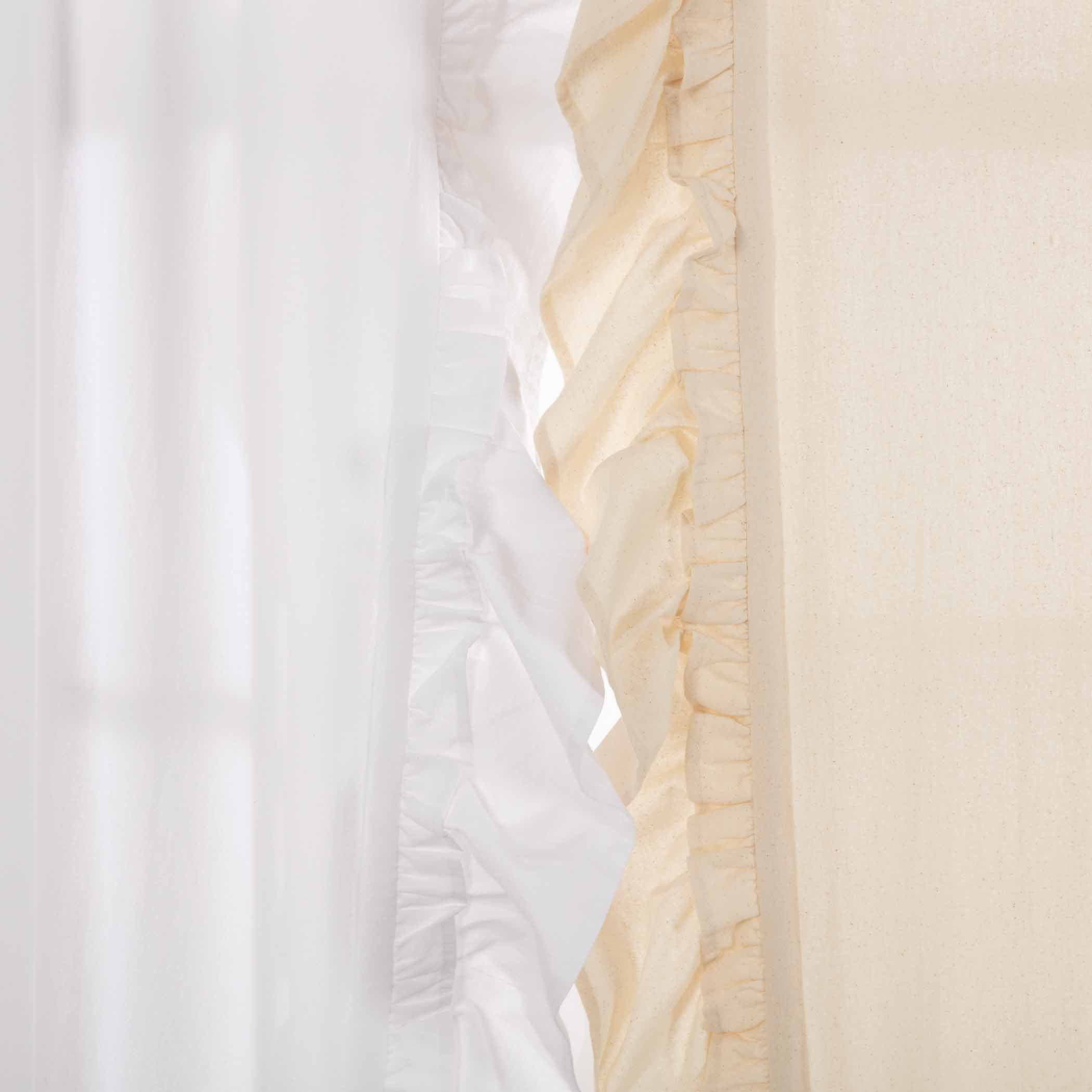 Muslin Ruffled Bleached White Tier Set of 2 L36xW36
