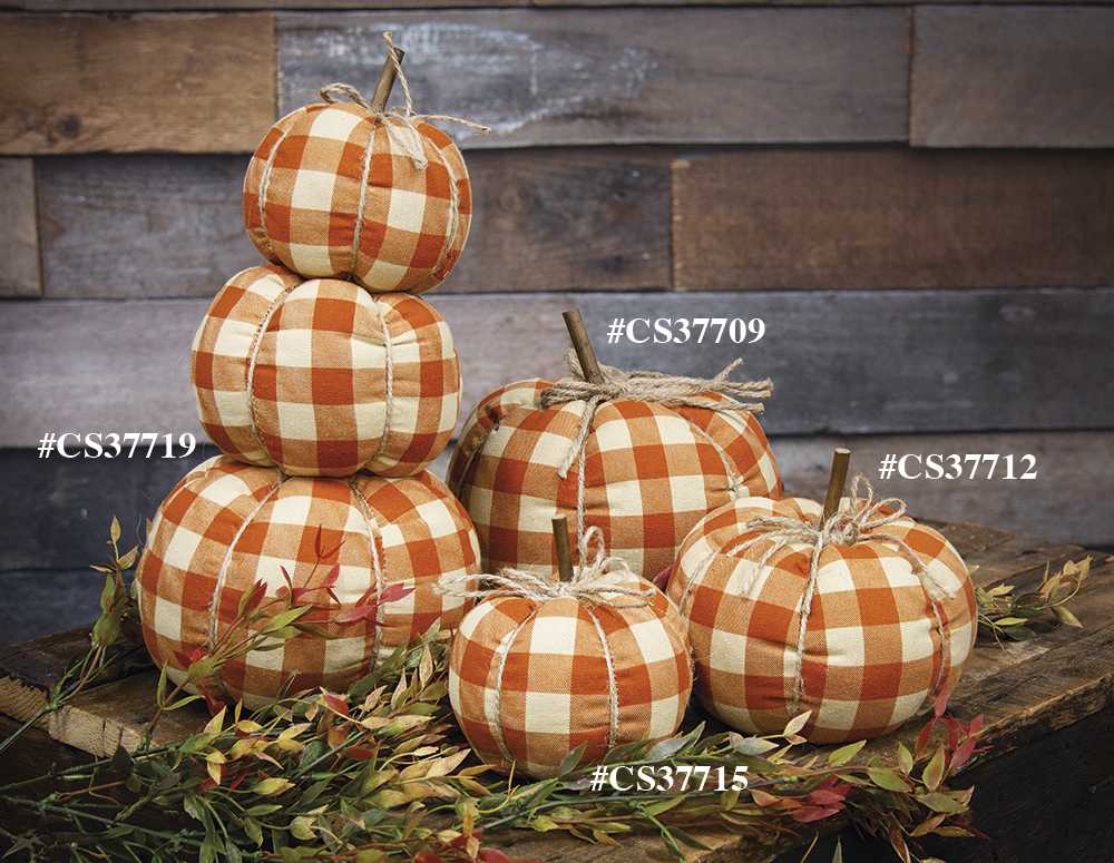 Orange Buffalo Check Pumpkin - Medium