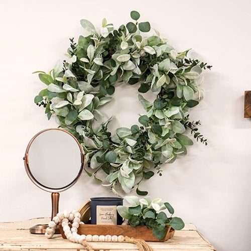 Velvet Lamb's Ear & Eucalyptus Wreath - 20"