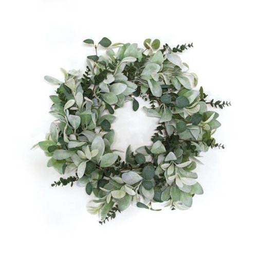 Velvet Lamb's Ear & Eucalyptus Wreath - 20"