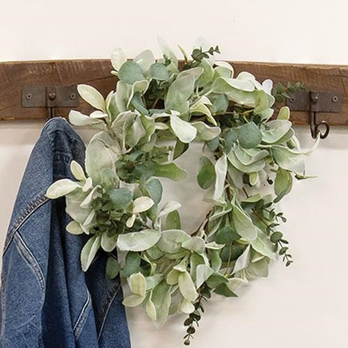 Velvet Lamb's Ear & Eucalyptus Candle Ring - 6.5"