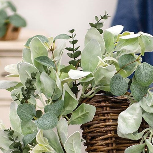 Velvet Lamb's Ear & Eucalyptus Candle Ring - 6.5"