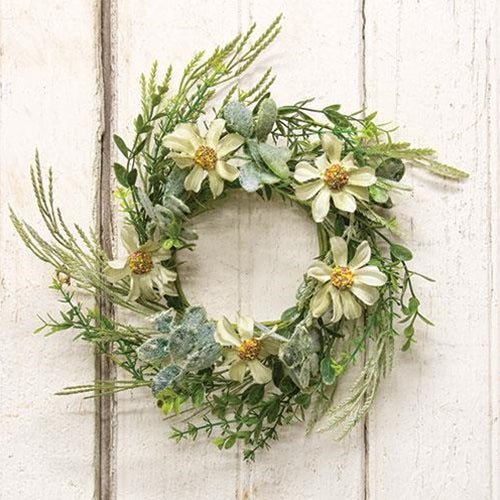 Rustic White Daisy Candle Ring - 4.5"