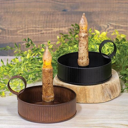 Medium Ribbed Taper Holder - Rusty