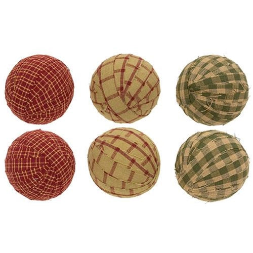 Primitive Gingham Rag Balls (Set of 6)