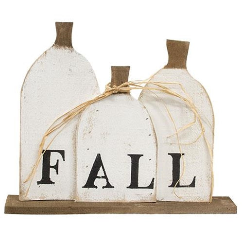 Rustic Wood "Fall" Pumpkin Patch on Base  (3 Count Assortment)