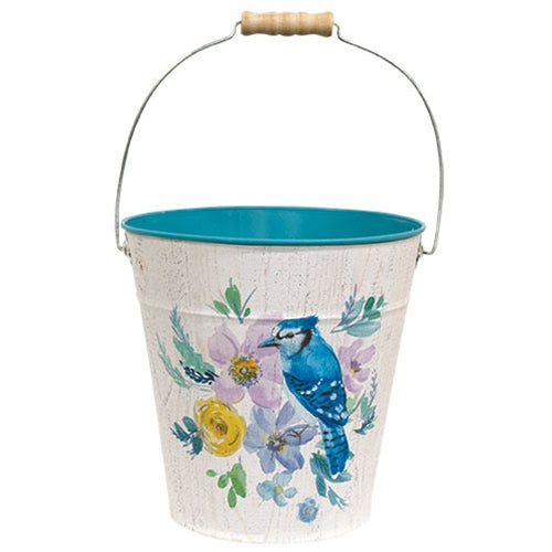 Spring Birds & Blooms Metal Bucket  (3 Count Assortment)