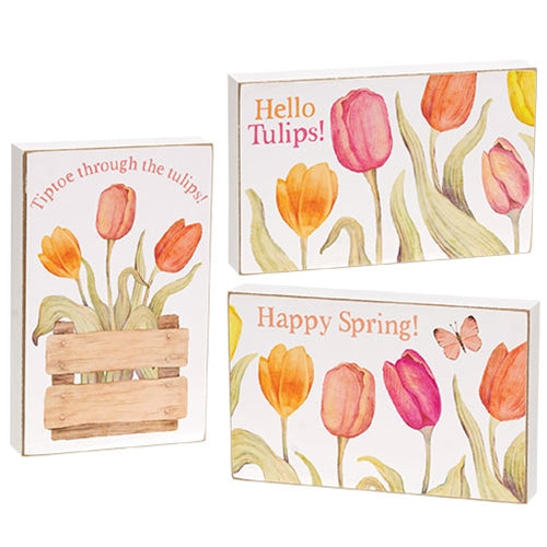 Happy Spring Tulip Box Sign  (3 Count Assortment)