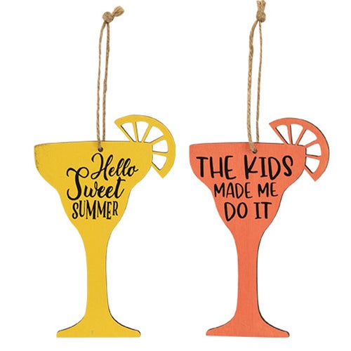 Margarita Words Wooden Ornament  (2 Count Assortment)