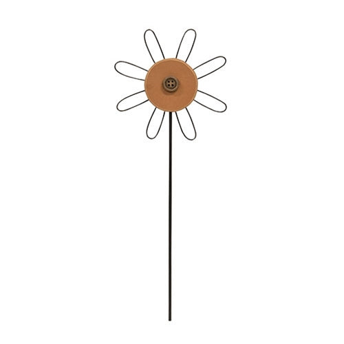 Wooden Button Flower Houseplant Poke  (3 Count Assortment)