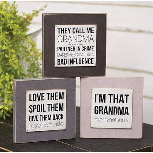 Grandmas Life Layered Block Sign  (3 Count Assortment)