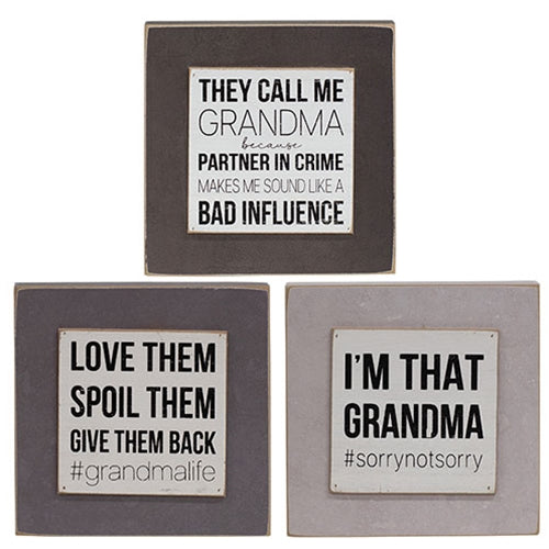 Grandmas Life Layered Block Sign  (3 Count Assortment)
