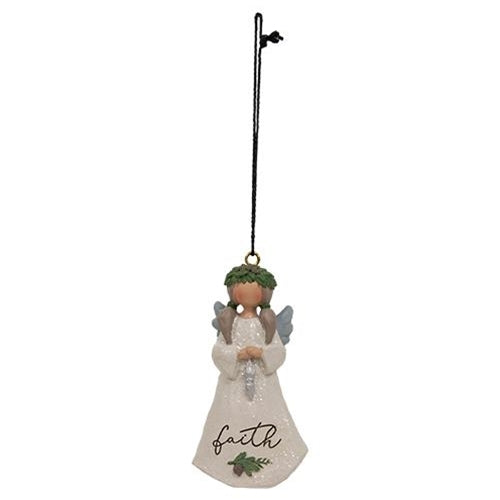 Believe/Love/Faith Resin Angel Ornaments (Set of 3)