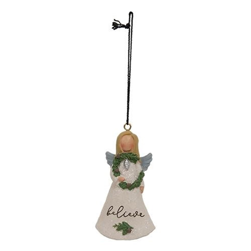 Believe/Love/Faith Resin Angel Ornaments (Set of 3)
