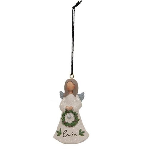 Believe/Love/Faith Resin Angel Ornaments (Set of 3)