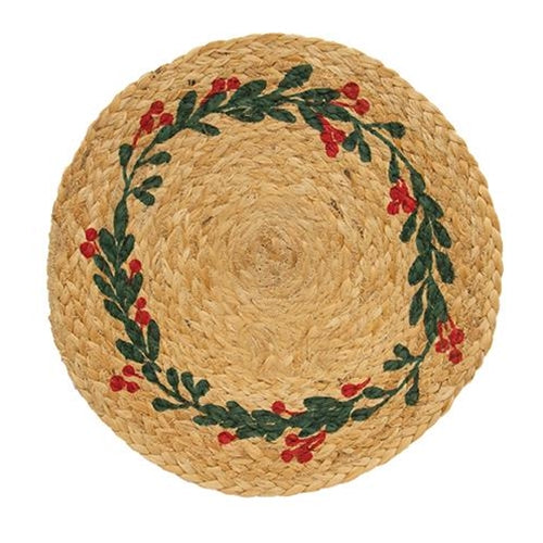 Mistletoe Wreath Jute Table Mat