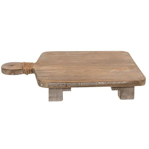 Rectangular Natural Wood Riser with Jute Wrap Handle