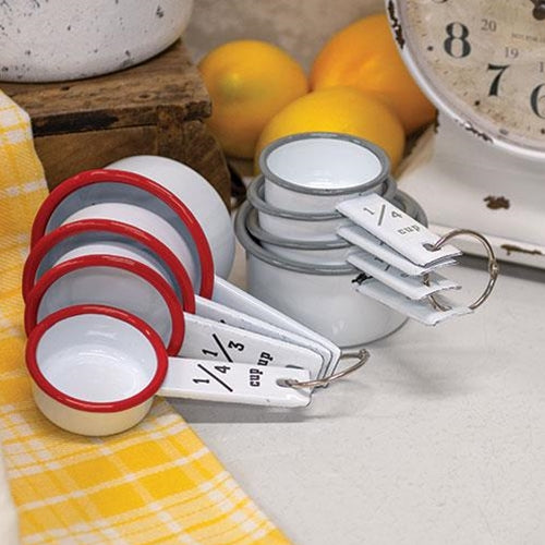 Gray Rim Enamel Measuring Cups (Set of 4)