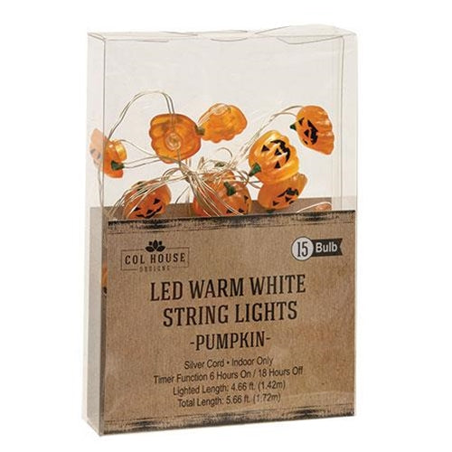 LED Timer Jack O Lantern Lights - 15ct