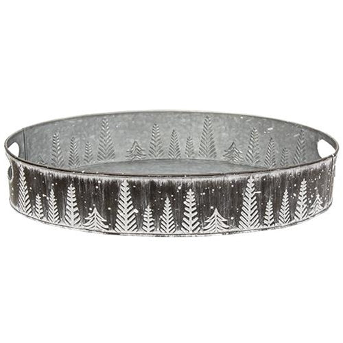 Embossed Snowy Pine Oval Trays (Set of 2)