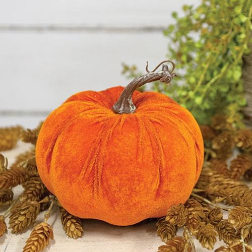 Orange Velvet Pumpkin - 6.5"