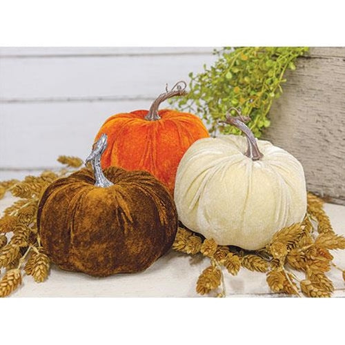 Orange Velvet Pumpkin - 6.5"