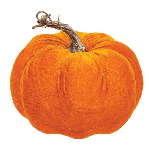Orange Velvet Pumpkin - 6.5"