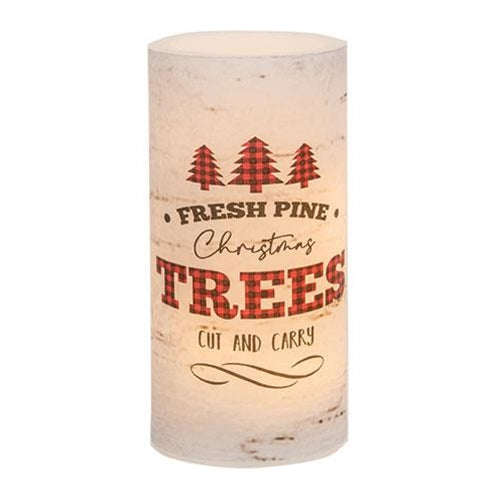 Fresh Pine Christmas Trees Timer Pillar