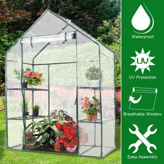 Portable Outdoor 4 Shelves Greenhouse - Color: Transparent