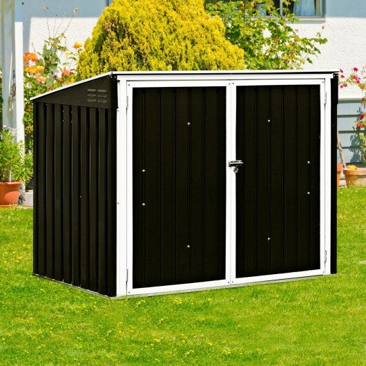 Horizontal Storage Shed 68 Cubic Feet for Garbage Cans - Color: Black